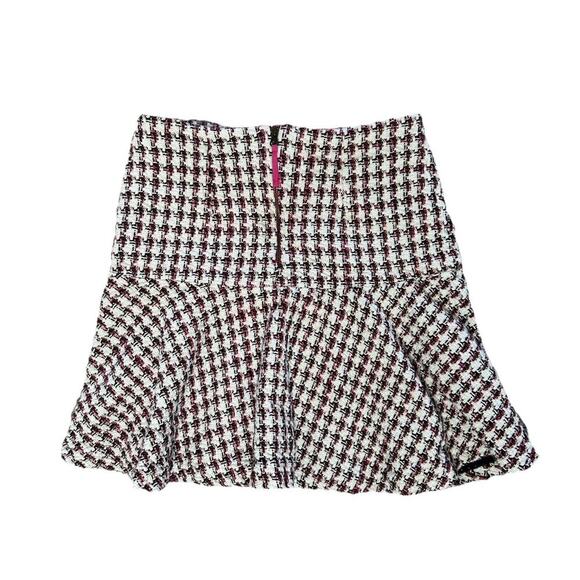 Maeve By Anthropolgie Bobbie Plaid Pink White Flounced Mini Skirt Sz 6/28” Waist - Picture 5 of 7